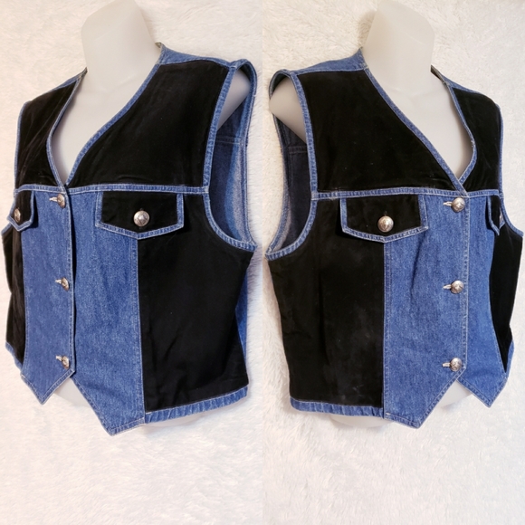Vintage Stonebridge Black Velvet Denim Vest a Levi's Brand - Picture 11 of 15